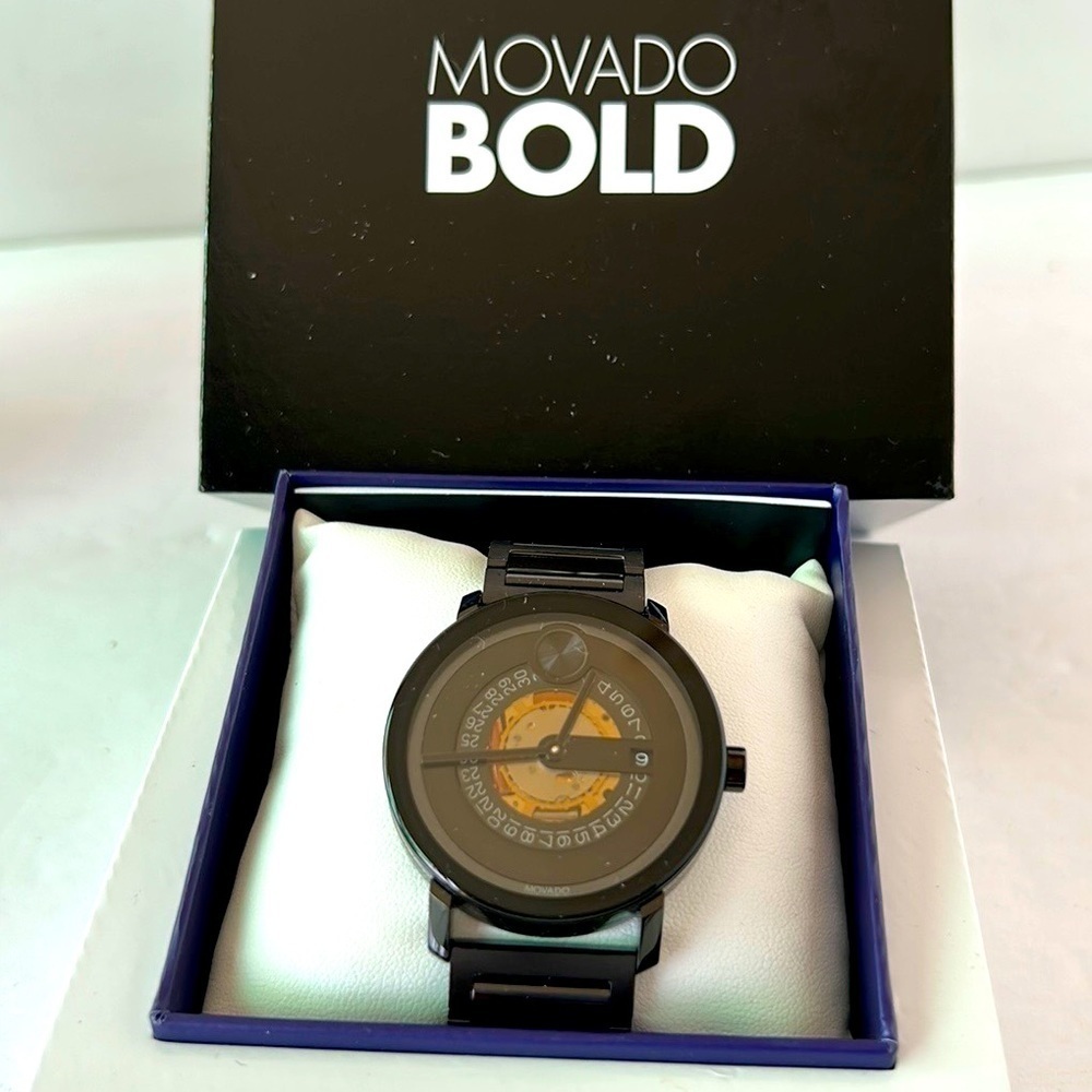 Brand New Men’s Movado Bold Black Stainless Steel.
